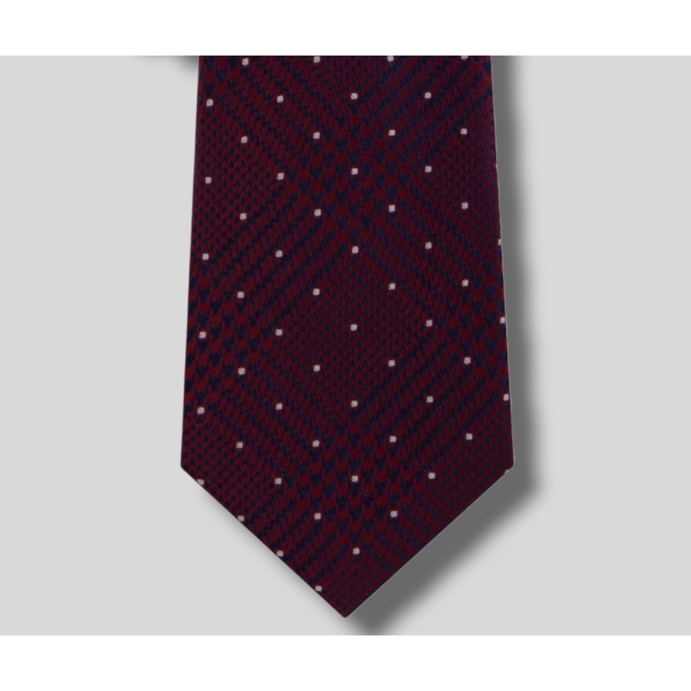 Michael‎ Kors Tie Burgundy Navy Polka Dot Silk Blend Geometric Necktie Business